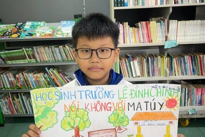 Các em Trường tiểu học Lê Đình Chinh và điểm trường (Trần Quốc Toản) đang tích cực hoàn thiện các bài thi tìm hiểu pháp luật về phòng chống ma túy dành cho học sinh năm 2026.